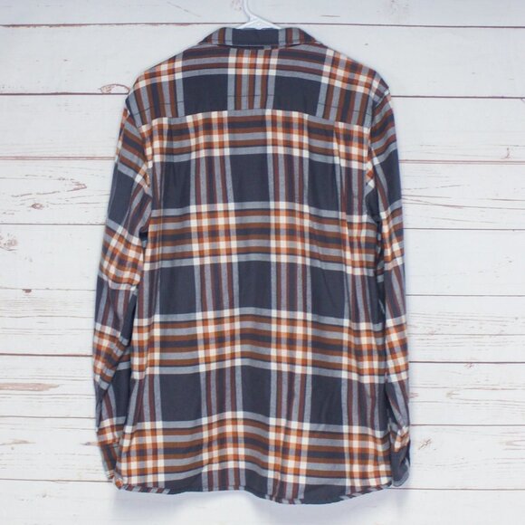 The North Face Grey Orange Flannel Plaid Button Down Shirt Men's Large - Picture 9 of 9